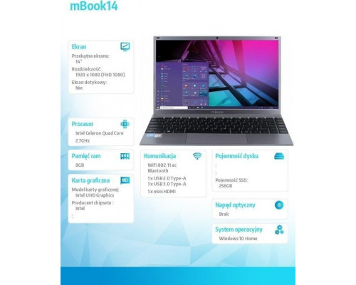 Laptop Maxcom mBook (MBOOK14DARKGRAY)