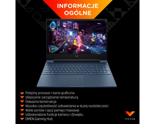 Laptop HP Victus 15-fa0145nw i5-12450H / 8 GB / 512 GB / W11 / RTX 3050 (715U8EA)