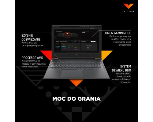 Laptop HP Laptop HP Victus 16-e0133nw 521J9EA Ryzen 7 / 16GB / 512GB SSD / RTX 3050Ti / FullHD / Win 11 / Czarny