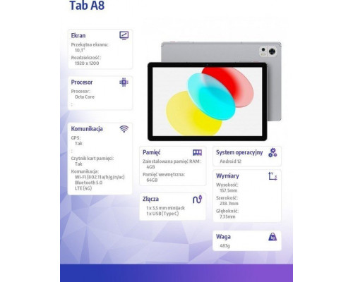 Планшет UleFone Tablet Tab A8 4GB/64GB Srebrny