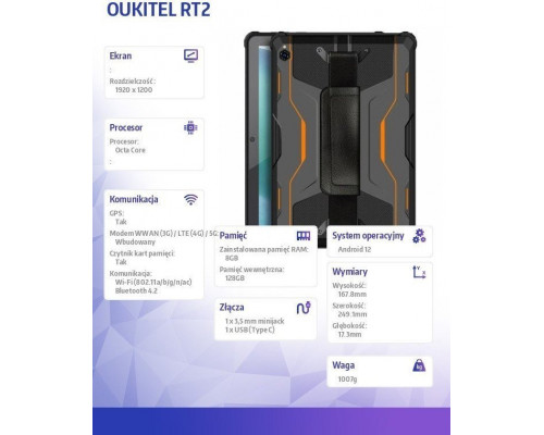 Планшет Oukitel RT2 10.1" 128 GB 4G LTE Pomarańczowe (RT2-OE/OL)