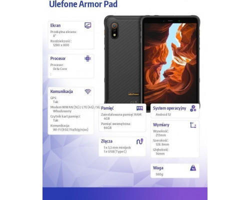 Планшет UleFone Tablet Ulefone Armor Pad 4/64GB Czarny