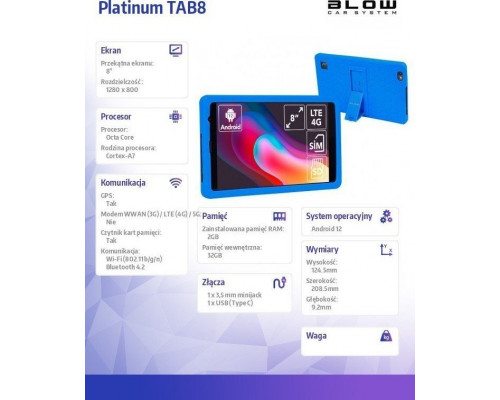 Tablet Blow Tablet Platinum TAB8 4G + etui Kids Niebieskie